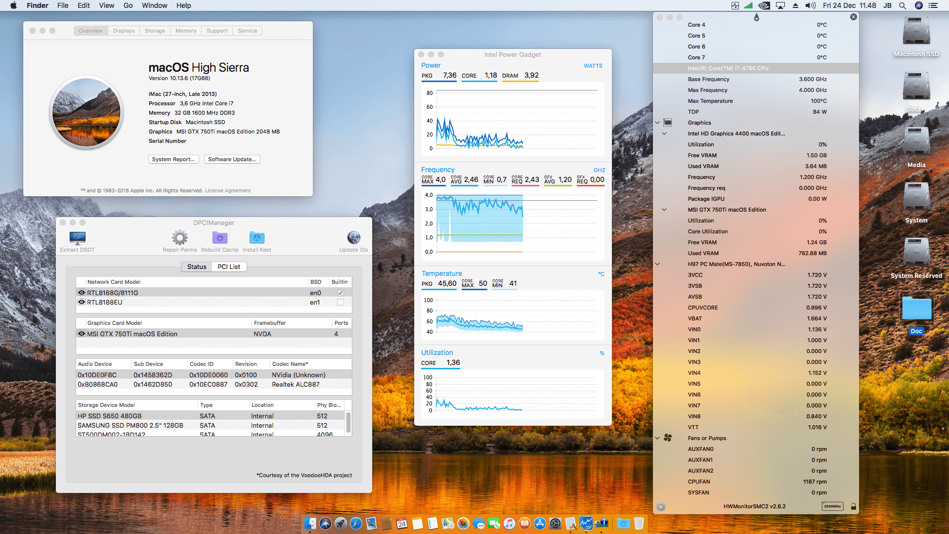 Success Hackintosh macOS High Sierra 10.13.6 Build 17G66 in MSI H97 PC Mate + Intel Core i7 4790 + MSI GTX 750Ti